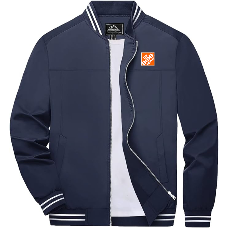 Men's  The Home Depot Zip-Up Bomber Jacket Ribbed Collar and Cuffs Outerwear